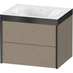 XViu Duravit vasque XV4614NB211P 60x48cm, 2 tiroirs, sans trou pour robinet, noir mat, Cadres P, chêne cachemire