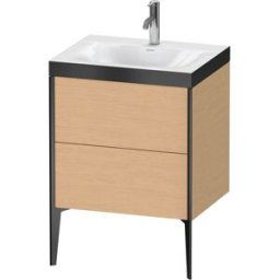 Duravit XViu Table de toilette XV4709OB212P 60x48cm, 2 2000 - out, Match2 trou de coulée, noir mat, Cadres P, chêne brossé