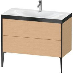 Duravit XViu Table de toilette XV4711OB212P 100x48cm, 2 2000 - out, Match2 trou de coulée, noir mat, Cadres P, chêne brossé