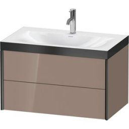 XViu Duravit vasque XV4615OB286P 80x48cm, 2 tiroirs, 2000 , noir mat, Cadres P, cappucino brillant