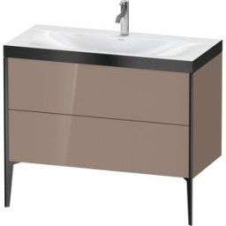 Duravit XViu Table de toilette XV4711OB286P 100x48cm, 2 2000 - out, Match2 trou de coulée, noir mat, Cadres P, à haute brillance cappucino