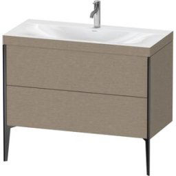 Duravit XViu Table de toilette XV4711OB211C 100x48cm, 2 2000 - out, Match2 trou de coulée, noir mat, Cadres C, le cachemire chêne