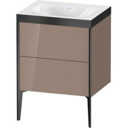 XViu Duravit vasque XV4709NB286P 60x48cm, 2 coulissants, sans trou pour robinet, noir mat, Cadres P, cappucino brillant