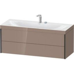 XViu Duravit vasque XV4617EB286C 120x48cm, 2 tiroirs, 2 trous pour robinetterie, noir mat, Cadres C, cappucino brillant