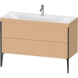 XViu Duravit vasque XV4712OB212C 120x48cm, 2 tiroirs, 2000 , noir mat, Cadres C, chêne brossé