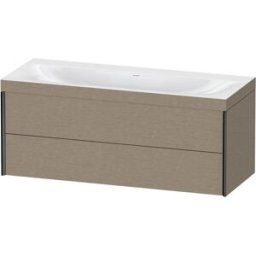 XViu Duravit vasque XV4617NB211C 120x48cm, 2 tiroirs, sans trou pour robinet, noir mat, Cadres C, chêne cachemire