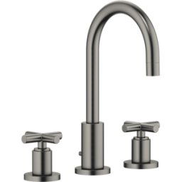 Dornbracht Tara. robinet trois trous 20710892-99 pour lavabo, avec garniture de vidage , saillie 135 mm, platine foncé mat