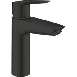Grohe Start mitigeur lavabo taille M 235752432 noir mat, corps lisse avec garniture de vidange push-open 1 1/4