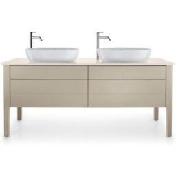 Duravit Luv console de lavabo LU9467B1717 178,3x59,5cm, structure blanche, en pierre de quartz, 2 découpes