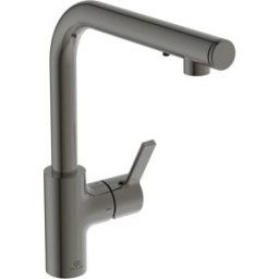 Ideal Standard mitigeur de cuisine mural A7817A5 gris magnétique, avec capteur distributeur de savon liquide, kit 2