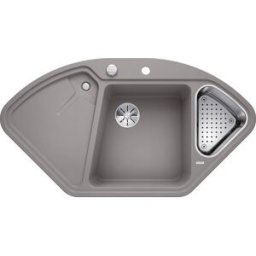Blanco évier 523658 105,7 x 57,5 cm, PuraDur alumetallic, télécommande de vidange avec commande rotative