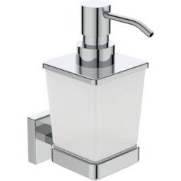 Ideal Standard Cube distributeur de lotion E2252AA Distributeur en verre dépoli, avec kit de montage, chromé