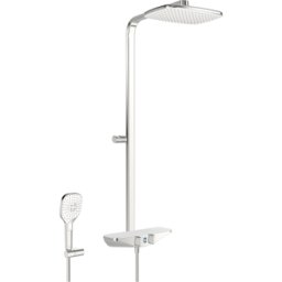 Hansaemotion thermostat de douche 5865017282 AP, fonctionnement sur batterie, 3 jets, Hansa sécurité Hansa chrome / blanc