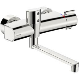 Hansaelectra robinetterie murale pour lavabo infrarouge 08866202 fonctionnement sur batterie, thermostat, saillie 286mm, chromé