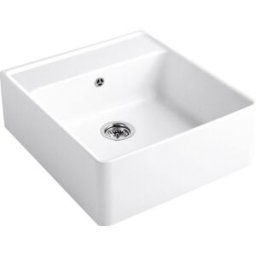 Villeroy und Boch Villeroy et Boch évier simple cuve 632062KG garniture de vidange , actionnement excentrique, kit de fixation, Blanc Neige