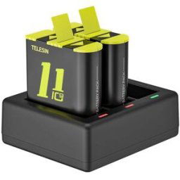 Telesin Chargeur pour 3 batteries + 2x batterie pour GoPro 9/10/11/12