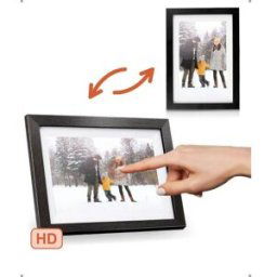Cadre photo numérique Pora&co; avec WiFi et application Frameo 8 pouces, noir bois/blanc