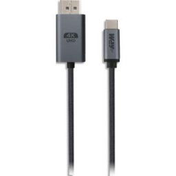Câble displayport 1.2 APM / USB-C, 4K, mâle / mâle, nylon, gris, 2m