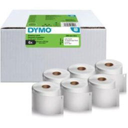 Étiquettes Dymo LabelWriter 4XL / 5XL extra larges blanches autocollantes prédécoupées -102 x 210 mm pour colis DHL - Modèle 2177565 - Lot de 6 rouleaux de 140 étiquettes