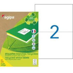 Etiquettes adresses recyclées blanches Apli - 210 x 148,5 mm - 100 feuilles A4 - 200 étiquettes par boîte