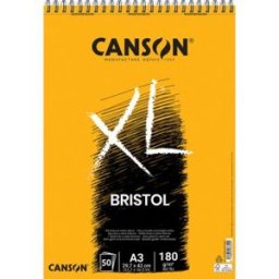 Bloc de 50 feuilles de papier dessin Canson XL Bristol - papier extra blanc et très lisse - 180g - A3