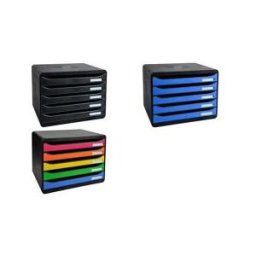 Module de classement Exacompta Big Box - 5 tiroirs - L27 x H27,1 x P35,5 cm - noir/multicolore