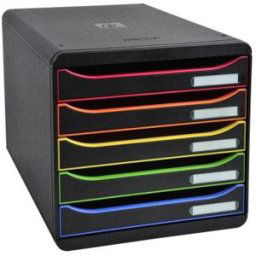 Module de classement Exacompta Big-Box Plus Classic - L27,8 x H26,7 x P34,7cm - 5 tiroirs - noir/arlequin