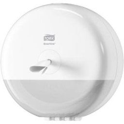 Mini Distributeur de papier toilette en rouleau Tork SmartOne blanc ABS - D21,9 cm x H15,6 cm