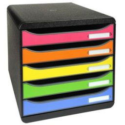 Module de classement Exacompta Big Box 5 tiroirs - noir/arlequin
