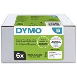 Dymo Étiquettes d'expédition/pour badges pour labelWriter - rectangulaires blanches 101 mm x 54 mm - boîte de 6 rouleaux de 220 Étiquettes - paquet 6 rouleaux