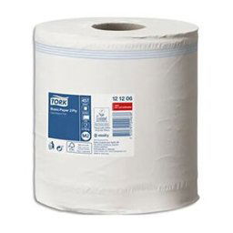Bobine d'essuie-mains maxi Tork Basic blanche - 121206 - 457 formats - dévidage central - lot de 6 - pour TORK M2