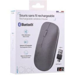 Souris sans fil 3 en 1 TNB Iclick - Bluetooth et dongle USB -A/USB-C - Bleu