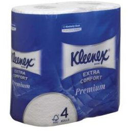 Rouleau de papier toilette Kleenex Premium Standard - quadruple épaisseur - 160 feuilles - 98 mm - blanc - carton 6 x 4 rouleaux