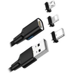 Câble Magnétique APM, 3in1, USB-A > USB-C / Lightning / Micro, nylon, 1m 570381