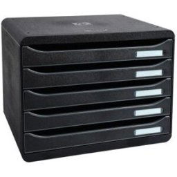 Module de classement Exacompta Big Box - 5 tiroirs - L27 x H27,1 x P35,5 cm - noir