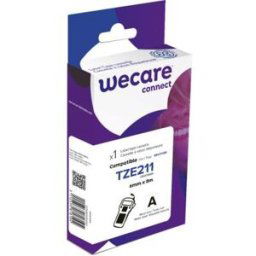 Ruban titreuse 6 mm Wecare compatible Brother TZE-211 écriture noire sur fond blanc