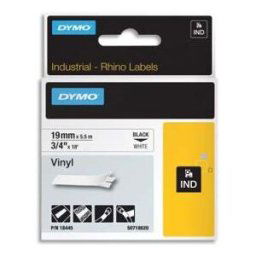 Ruban DYMO Rhino 19 mm vinyl noir sur blanc 18445