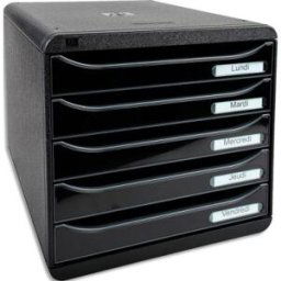 Module de classement Exacompta Big Box + horizon 5 tiroirs Glossy Dim (lxhxp) : 27,8x27,1x34,7 cm. Noir