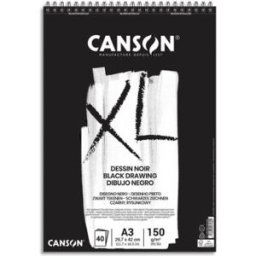 Bloc de 40 feuilles de papier dessin noir Canson XL Dessin Noir - 150g - A3 - 1 face lisse 1 face grainée