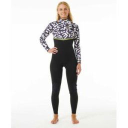 Rip Curl Combinaison femme Ebomb 4/3 sans Zip imprimée Black/Lime 12 female