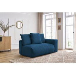 Chauffeuse 2 places avec accoudoir pour canapé modulable VOLTAIRE bleu foncé angle droit BOBOCHIC 2 places Angle droit