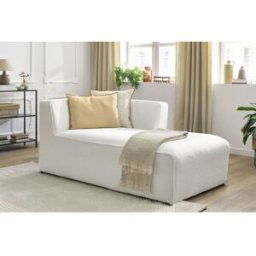 Méridienne pour canapé modulable MEGEVE tissu bouclette blanc angle droit BOBOCHIC 1 places Angle droit