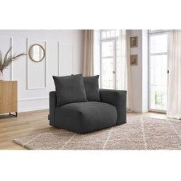 Chauffeuse 1 place avec accoudoir pour canapé modulable VOLTAIRE gris foncé angle droit BOBOCHIC 1 places Angle droit