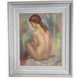 ART Tableau Albert Genta, femme nue de dos, XXème siècle multicolore 46x6x54