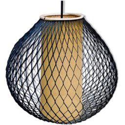 Lampe suspendue à gaze du milieu du siècle noir 30x30x95