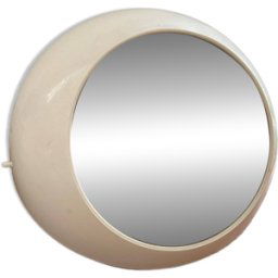 Boîte à bijoux, coffret maquillage avec miroir, années 70 blanc 25x25x25