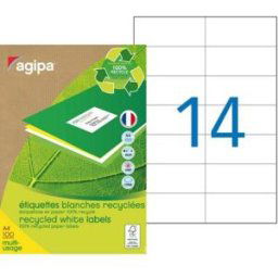 Etiquettes adresses recyclées blanches Apli - 105 x 42,4 mm - 100 feuilles A4 - 1400 étiquettes par boîte