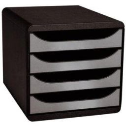 Module de classement Exacompta Big Box - 4 tiroirs - noir / argent