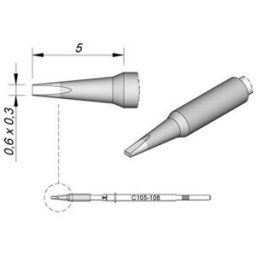 JBC Tools C115108 Panne de fer à souder forme de burin, droite Taille de la panne 0.3 mm Contenu 1 pc(s)