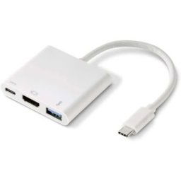 Renkforce RF-4366444 Adaptateur [1x USB-C® mâle - 1x HDMI femelle, USB 3.0 femelle type A, USB-C® femelle] blanc contacts dorés 12.00 cm